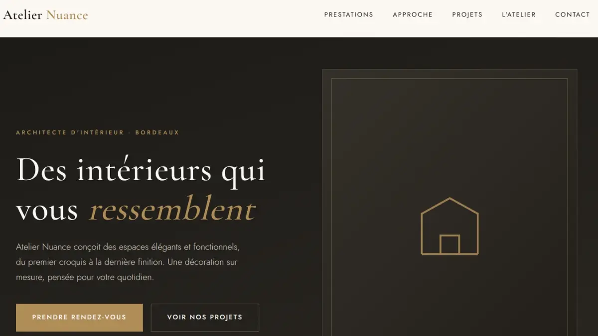Démonstration de site vitrine pour architecte d'intérieur, réalisée par KaLioWEB