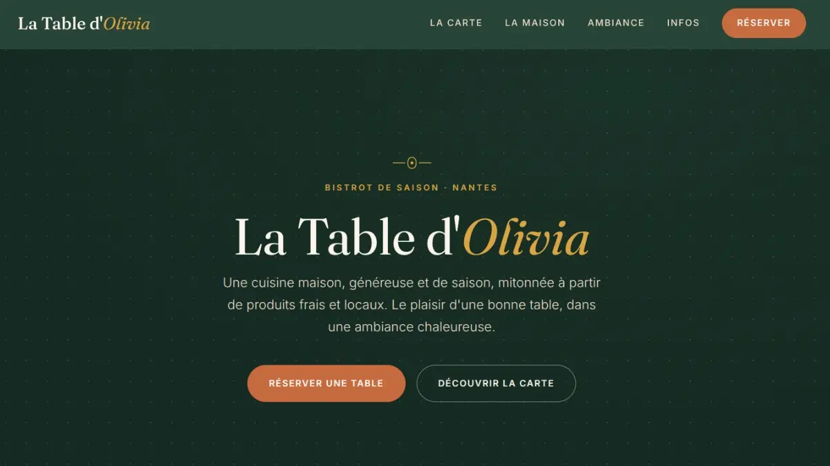Démonstration de site vitrine pour restaurant, réalisée par KaLioWEB